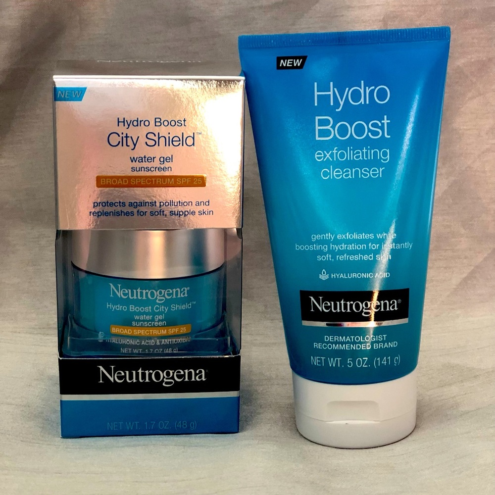 Neutrogena Hydro Boost City Shield Water Gel + Hydro Boost exfoliating cleanser